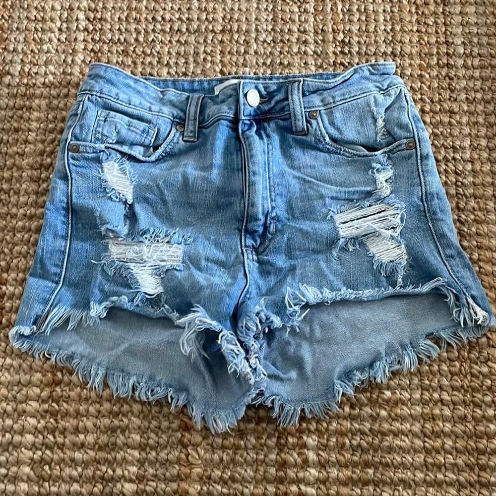 Just black denim shorts